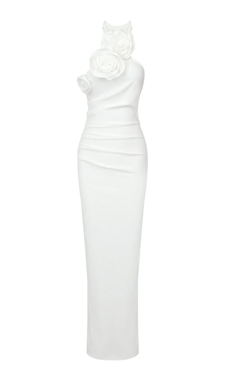 Ärmelloses Maxikleid mit Blumenmuster in Weiß