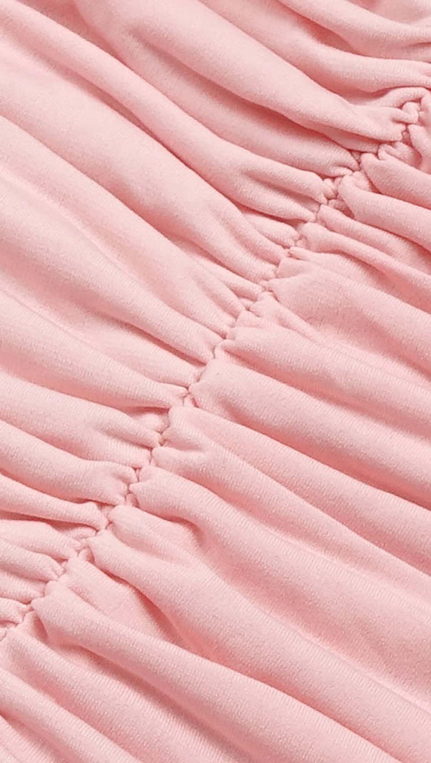 AIIZIE FLOWER-EMBELLISHED RUCHED MINI DRESS IN COTTON CANDY - product image
