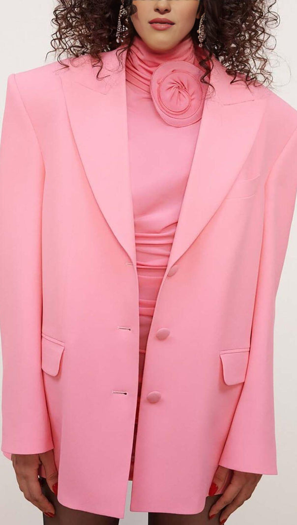 AIIZIE FLOWER-EMBELLISHED RUCHED MINI DRESS IN PINK - product image