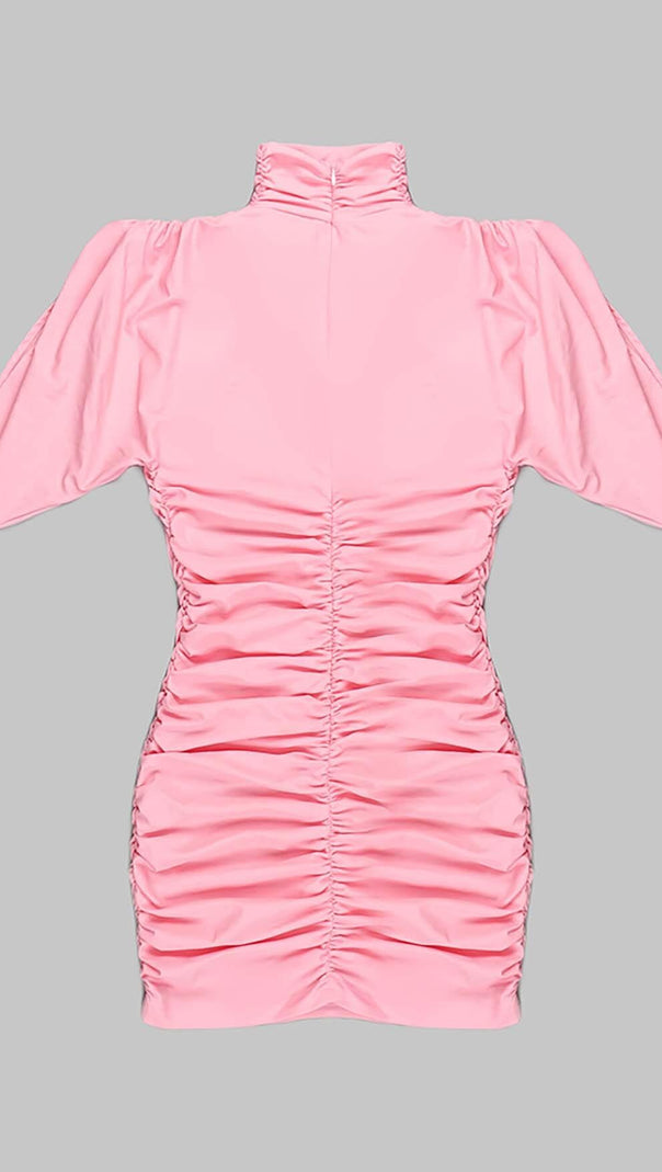 AIIZIE FLOWER-EMBELLISHED RUCHED MINI DRESS IN PINK - product image