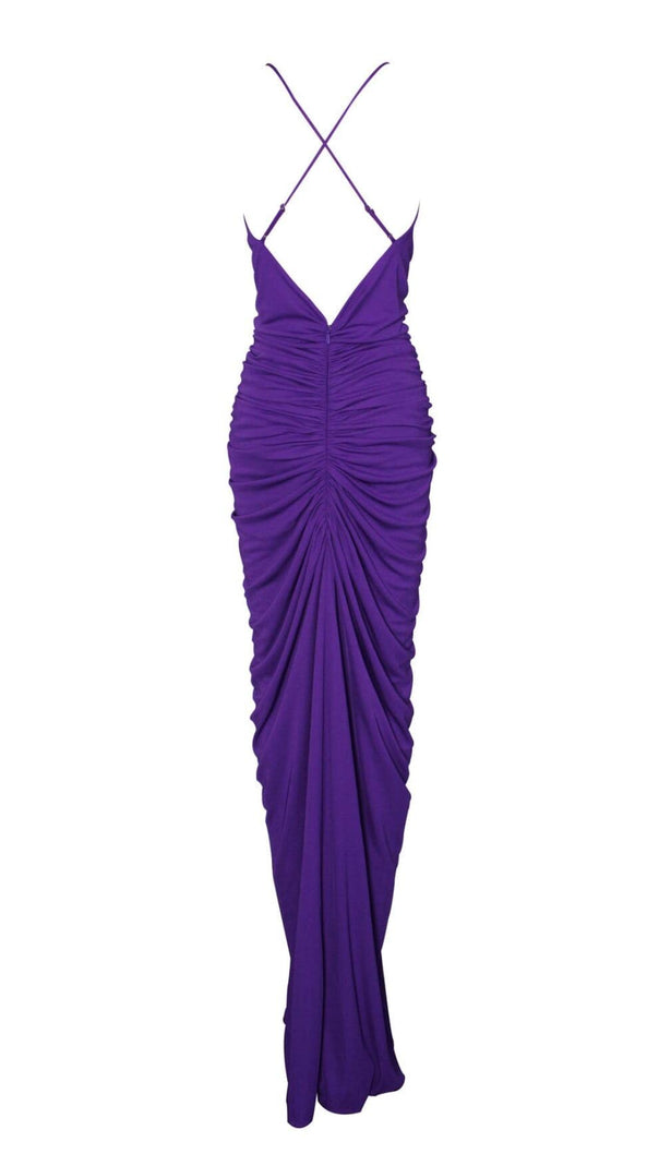 AIIZIE FLOWER-EMBELLISHED PLUNGE MAXI DRESS IN AMETHYST - product image