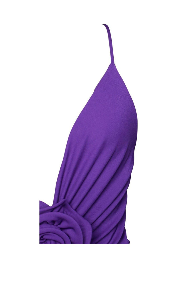 AIIZIE FLOWER-EMBELLISHED PLUNGE MAXI DRESS IN AMETHYST - product image