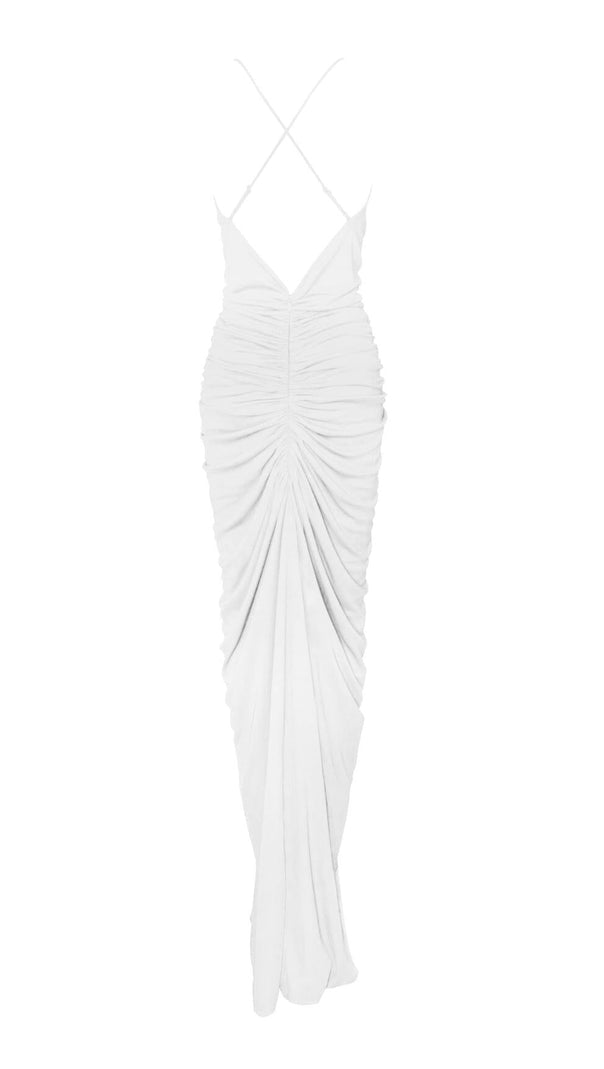 AIIZIE FLOWER-EMBELLISHED PLUNGE MAXI DRESS IN WHITE - product image