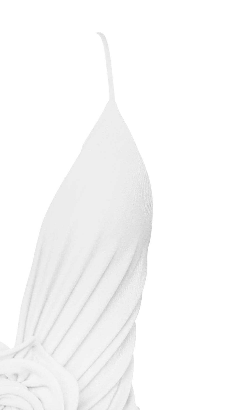 FLOWER-EMBELLISHED  PLUNGE MAXI DRESS IN WHITE