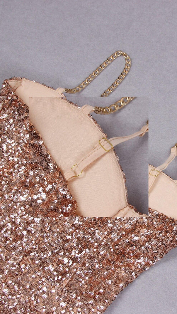 AIIZIE GLITTER STRAPPY JUMPSUIT IN GOLD - product image