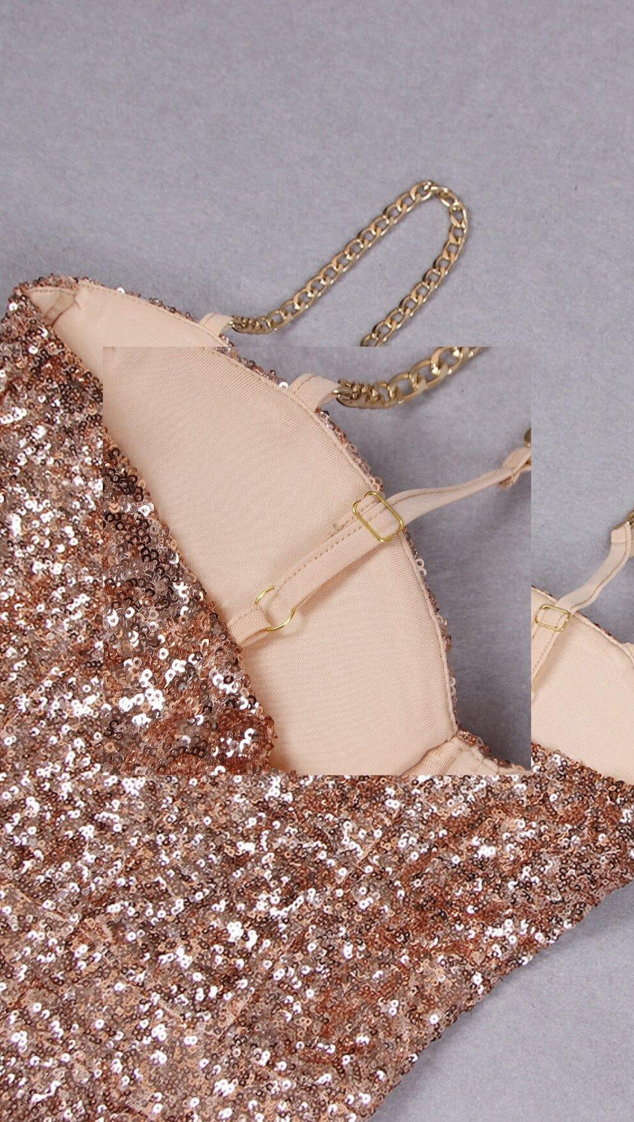 TUTA CON SPALLINE GLITTER ORO