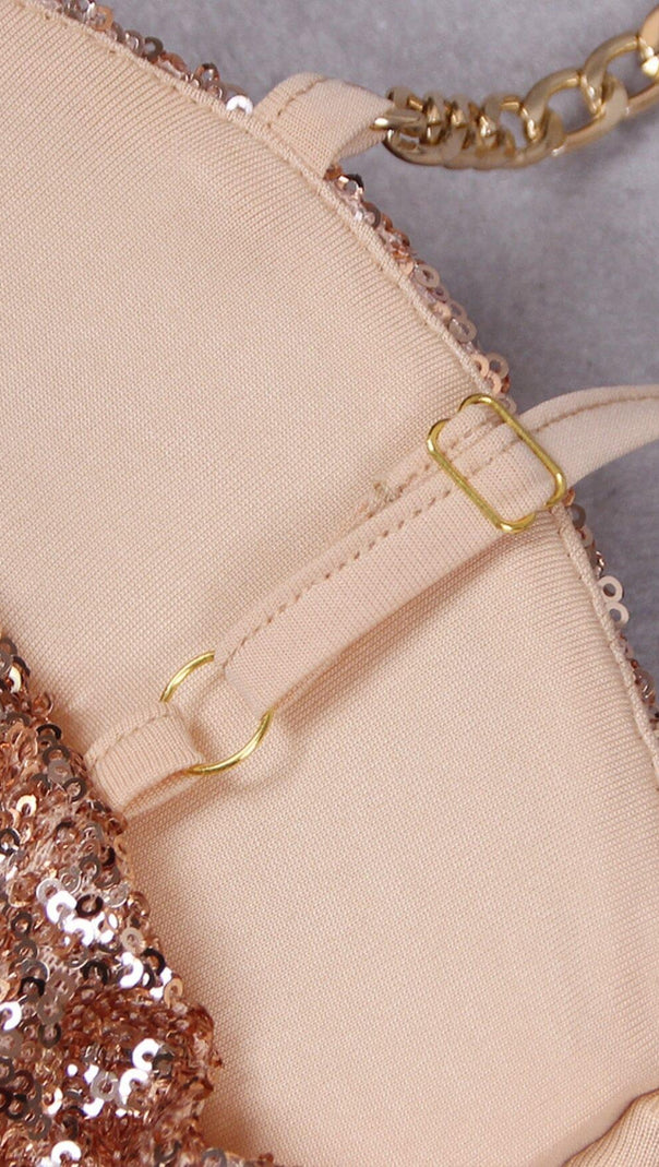 AIIZIE GLITTER STRAPPY JUMPSUIT IN GOLD - product image