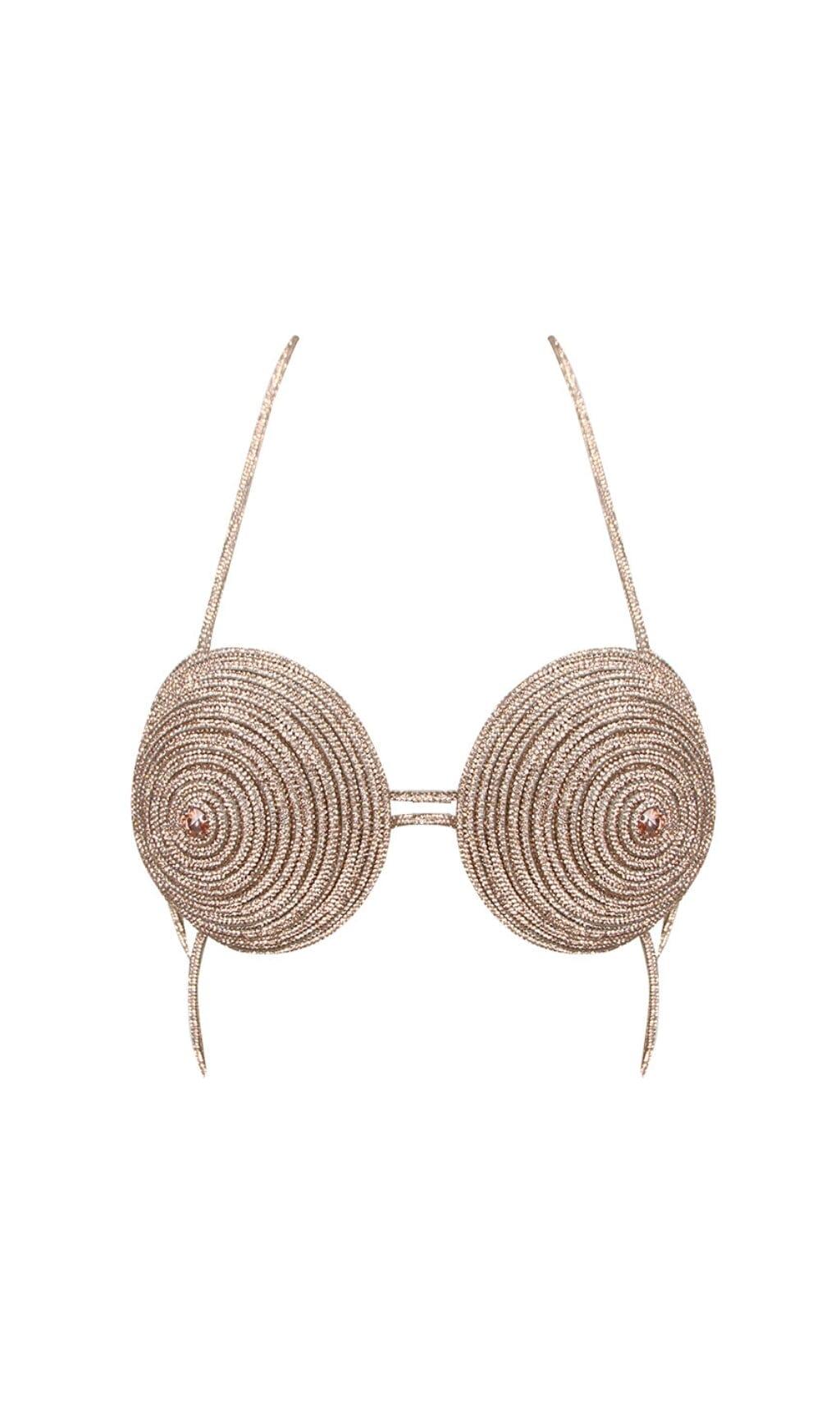 REGGISENO IN SETA CON STRASS IN ORO