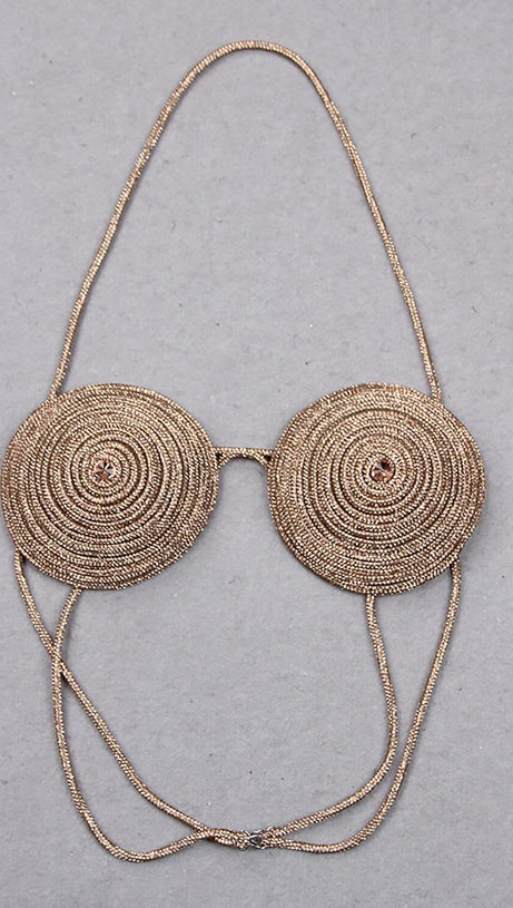 STRASSVERZIERTES SEIDE-BH-TOP IN GOLD