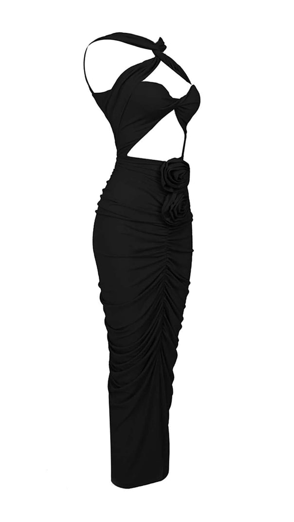 AIIZIE HALTER CUT OUT MAXI DRESS IN BLACK - product image