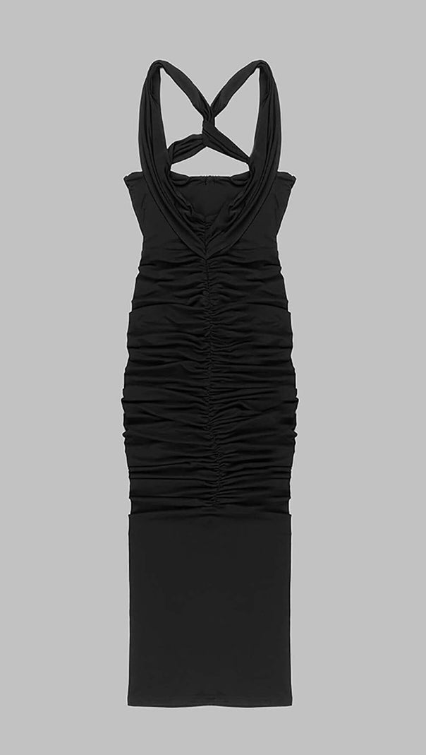 AIIZIE HALTER CUT OUT MAXI DRESS IN BLACK - product image