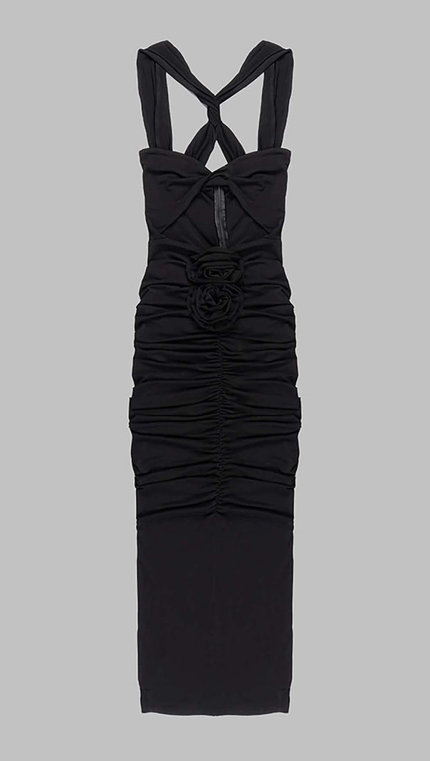 AIIZIE HALTER CUT OUT MAXI DRESS IN BLACK - product image