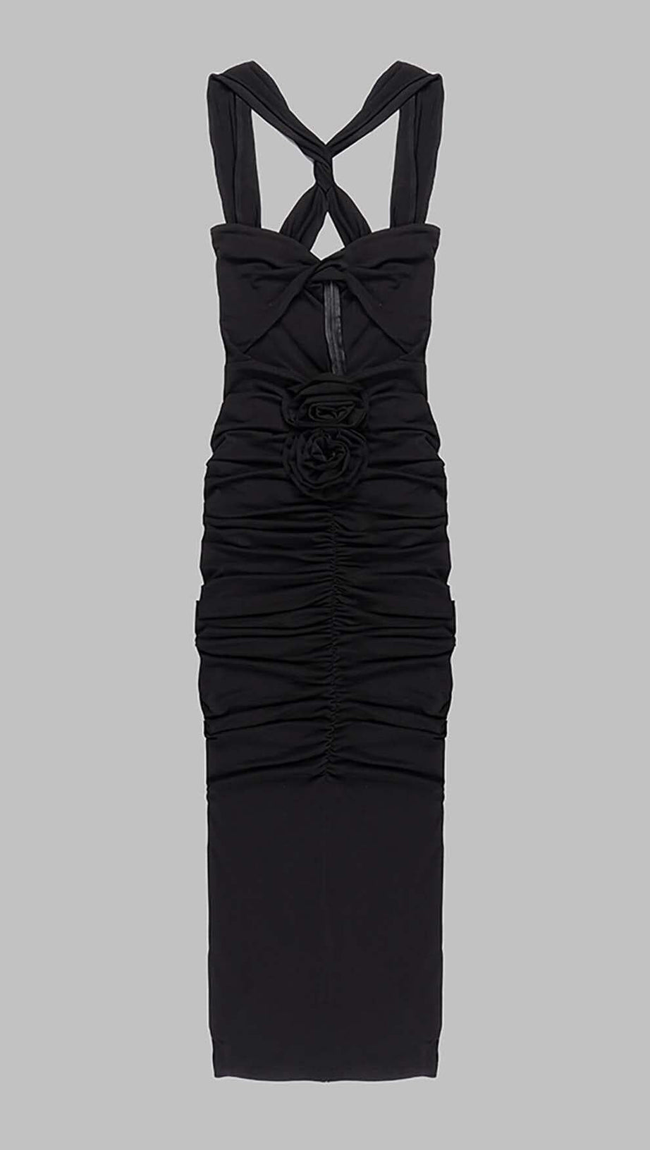 HALTER CUT OUT MAXI DRESS IN BLACK