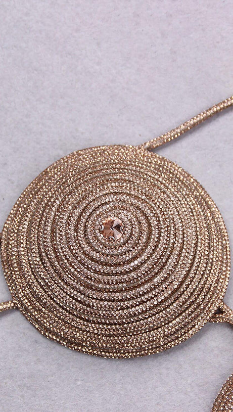 STRASSVERZIERTES SEIDE-BH-TOP IN GOLD