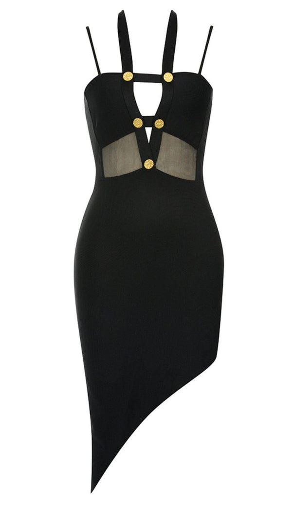 AIIZIE HALTER MESH MIDI DRESS IN BLACK - product image
