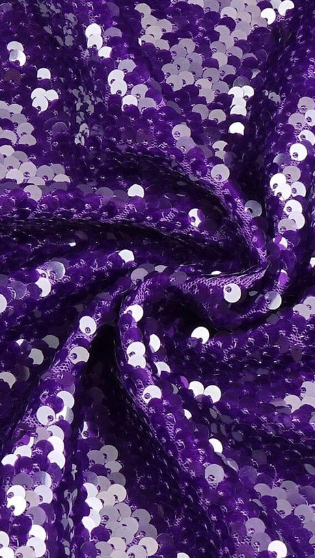 HALTER NECK SEQUIN MIDI DRESS IN PURPLE