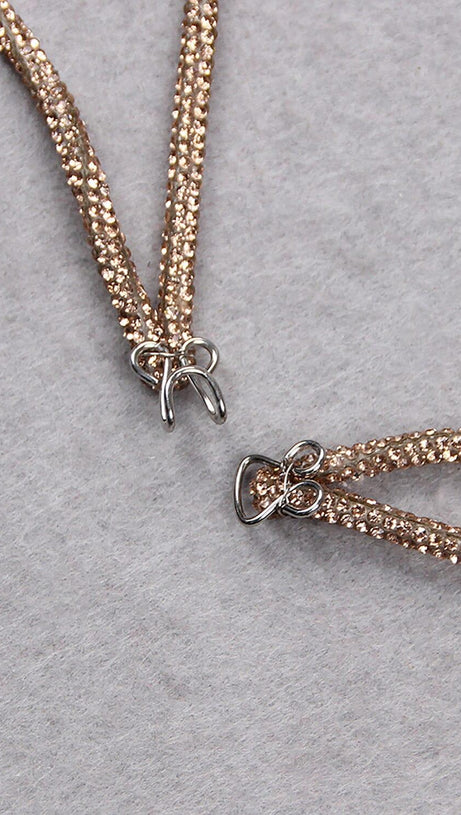 STRASSVERZIERTES SEIDE-BH-TOP IN GOLD