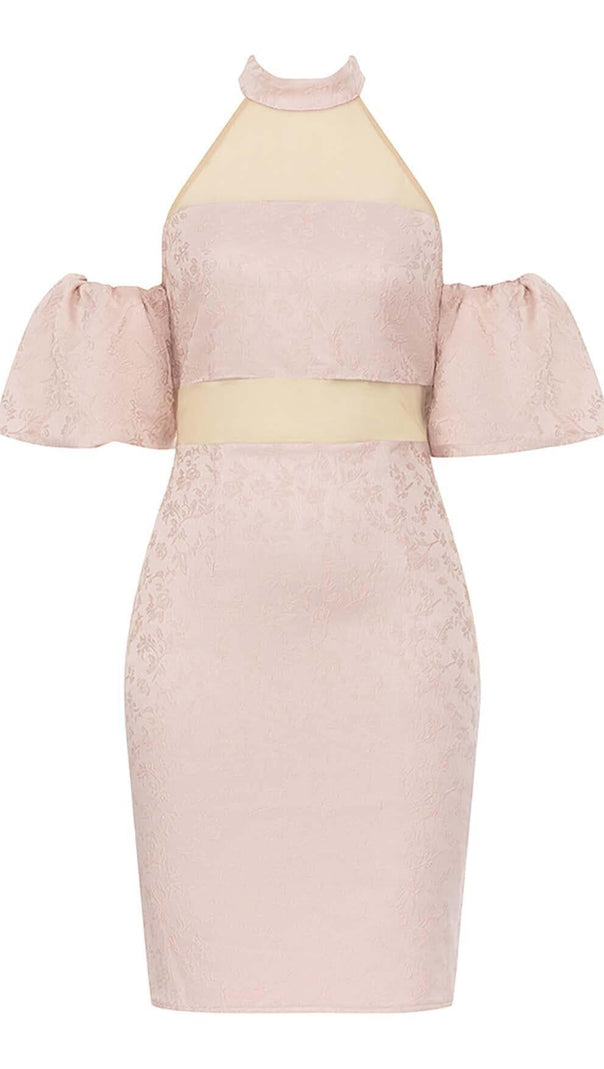 AIIZIE HALTER PUFF MINI DRESS IN PINK - product image