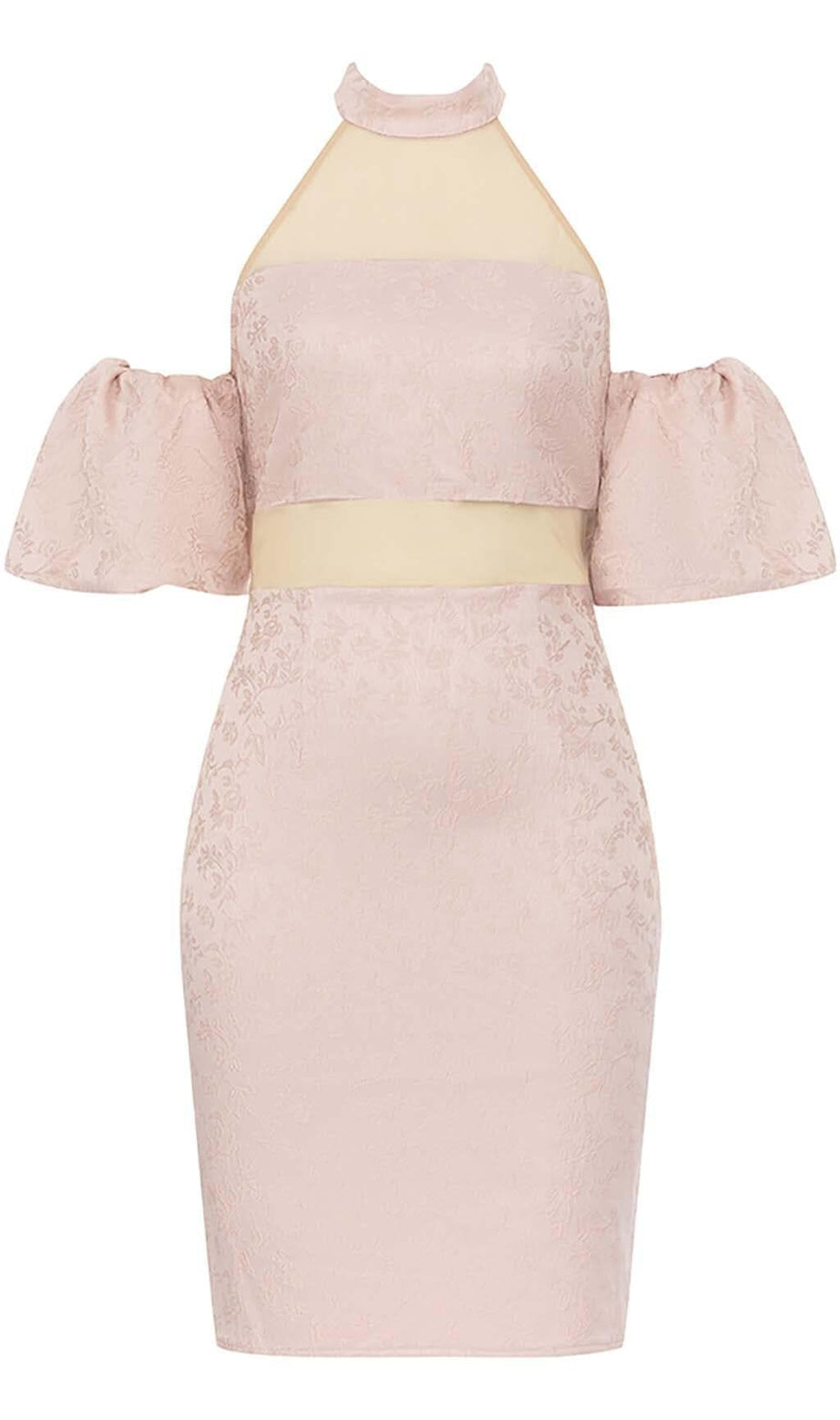 Neckholder-Puff-Minikleid in Pink