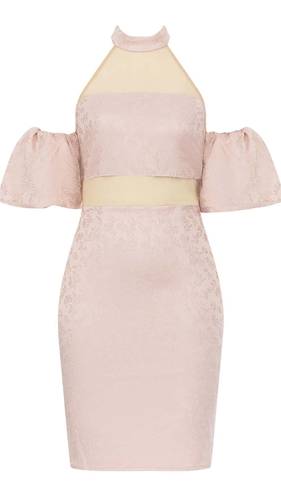 MINI ABITO ROSA CON SCOLLO A SBUFFO