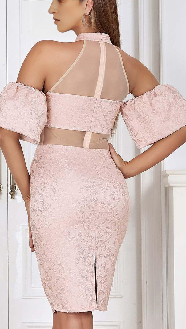AIIZIE HALTER PUFF MINI DRESS IN PINK - product image