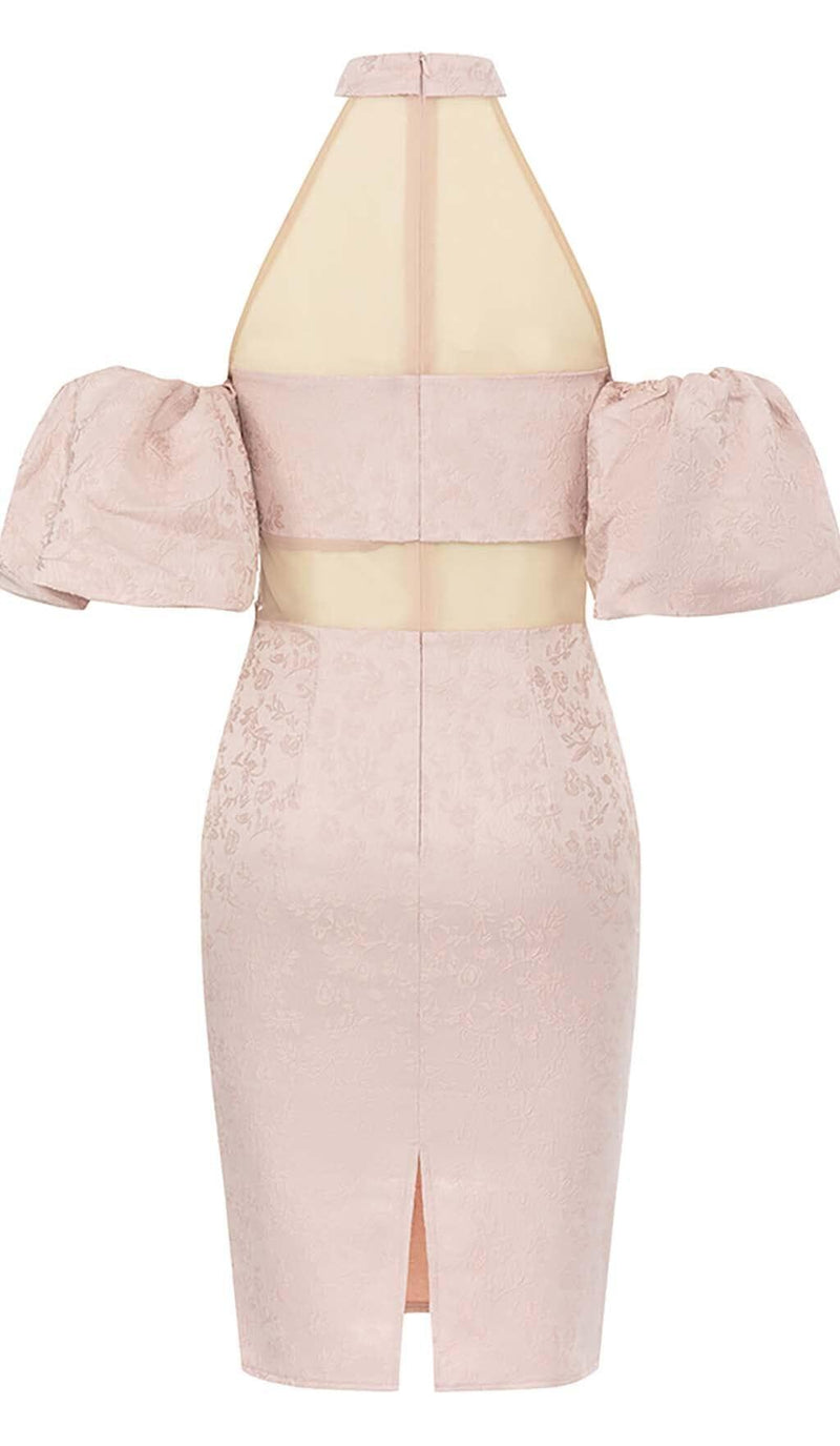 HALTER PUFF MINI DRESS IN PINK