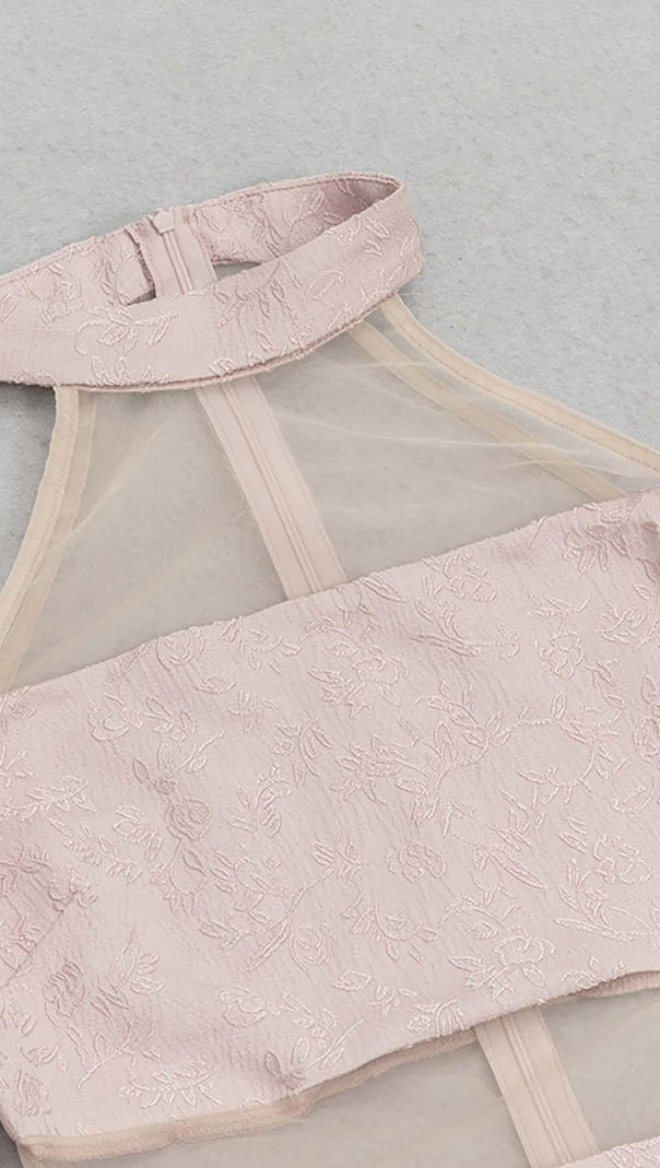 AIIZIE HALTER PUFF MINI DRESS IN PINK - product image