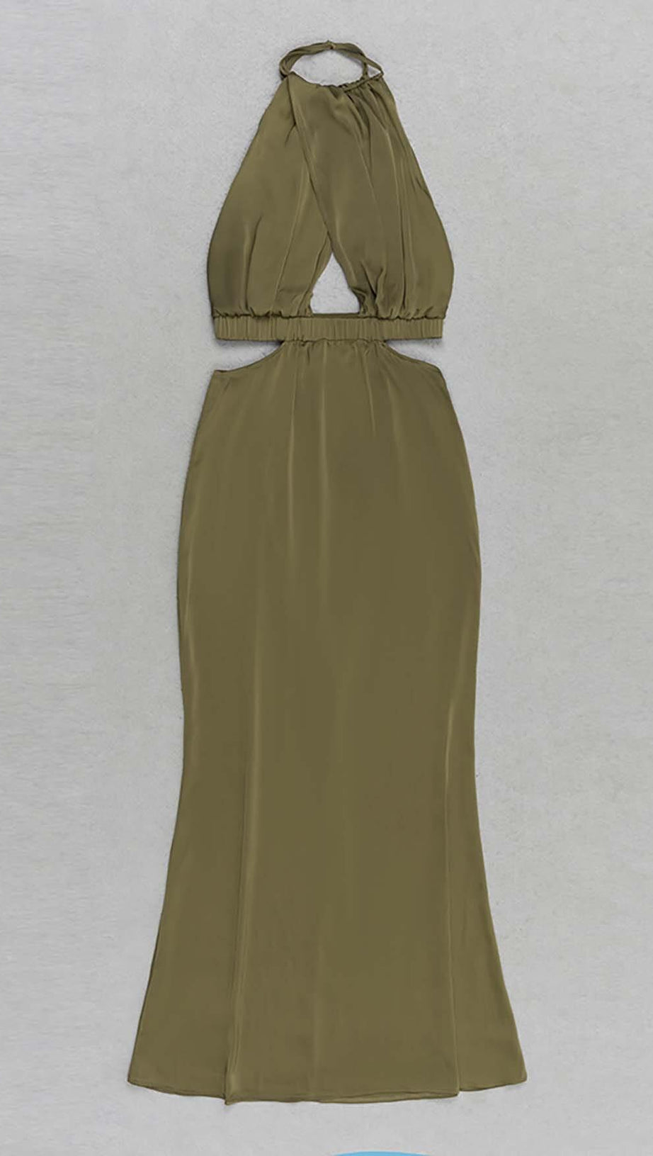 HALTER SATIN MIDI DRESS IN DARK FOREST