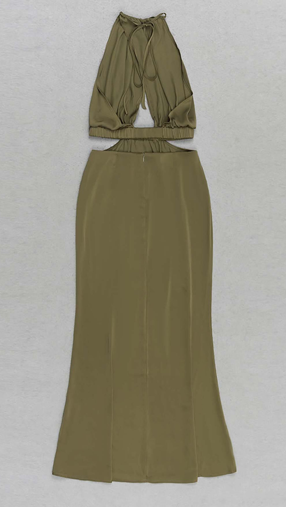 HALTER SATIN MIDI DRESS IN DARK FOREST