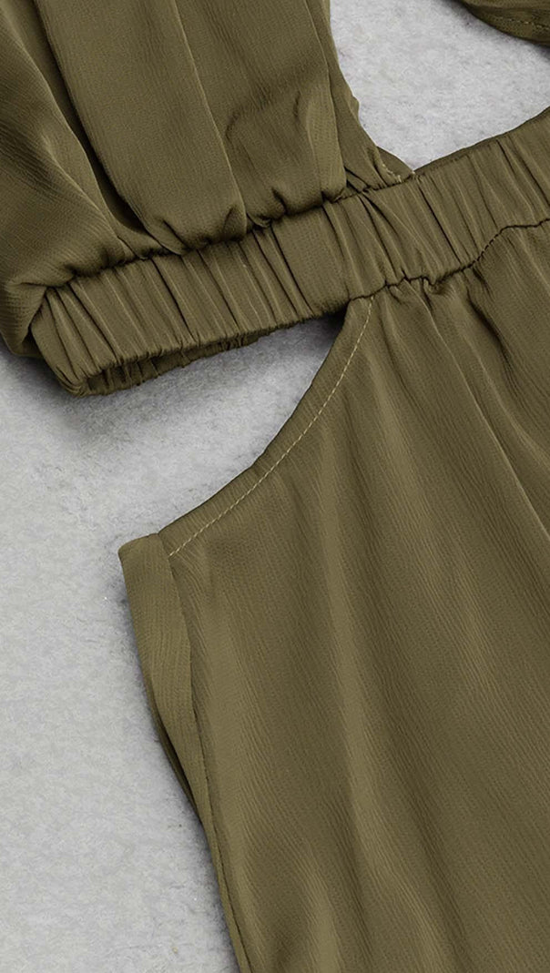AIIZIE HALTER SATIN MIDI DRESS IN DARK FOREST - product image