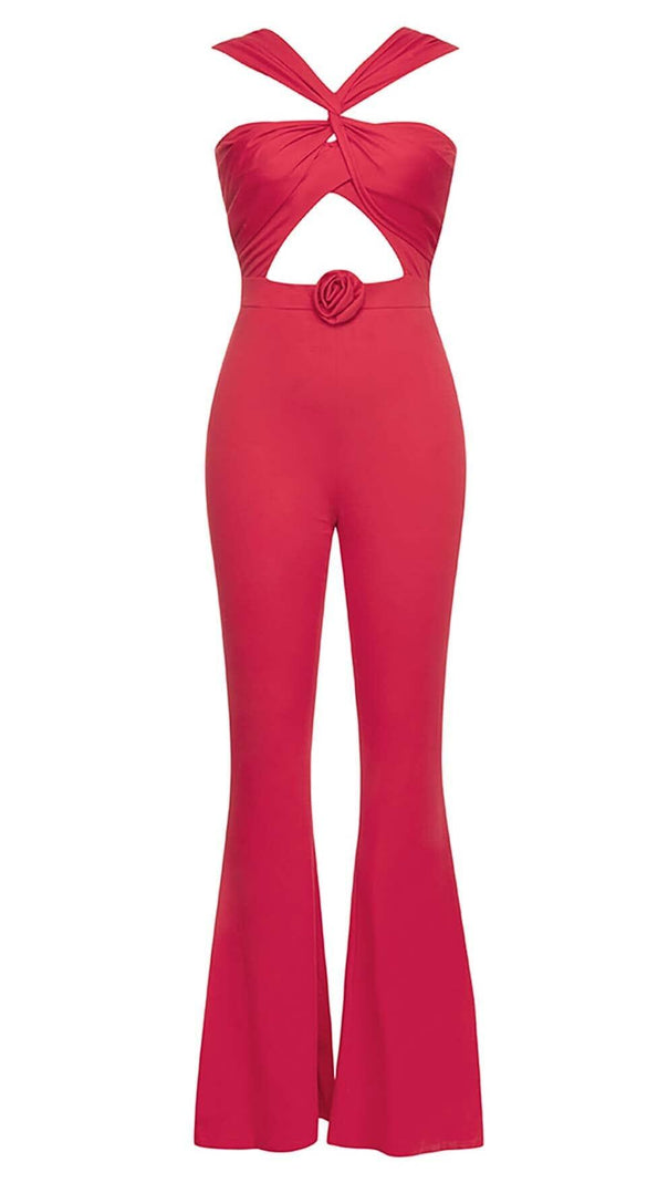 AIIZIE HALTER SLEEVELESS JUMPSUIT IN RED - product image