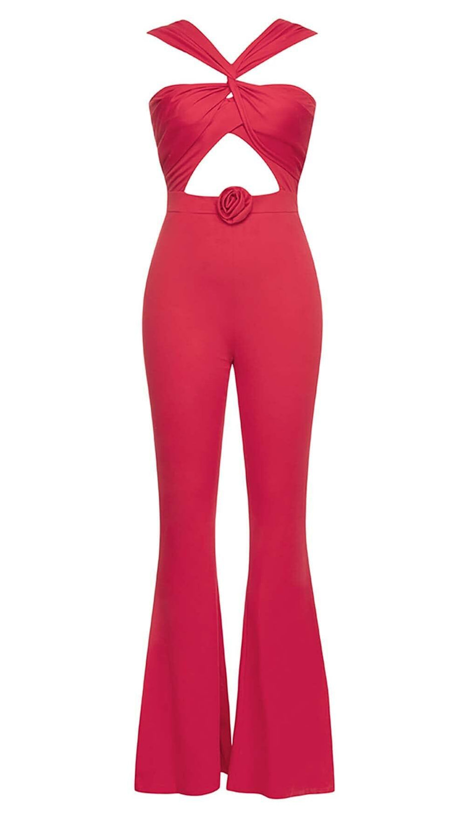 TUTA SENZA MANICHE CON HALTER ROSSA