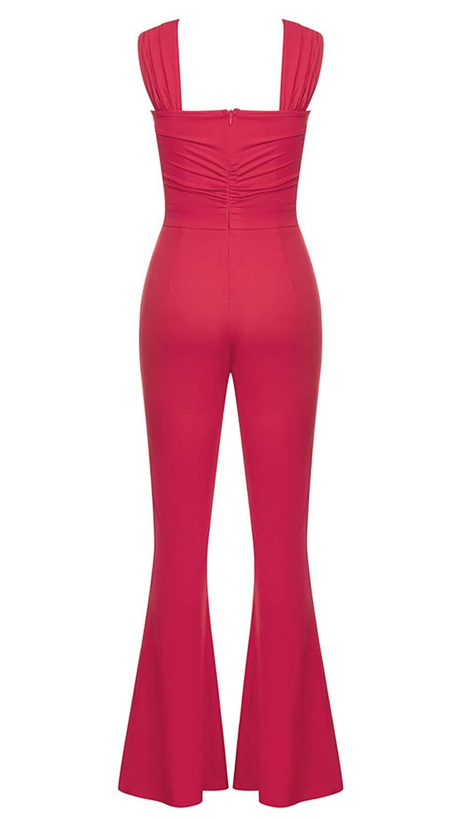 HALTER SLEEVELESS JUMPSUIT IN RED