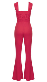 HALTER SLEEVELESS JUMPSUIT IN RED