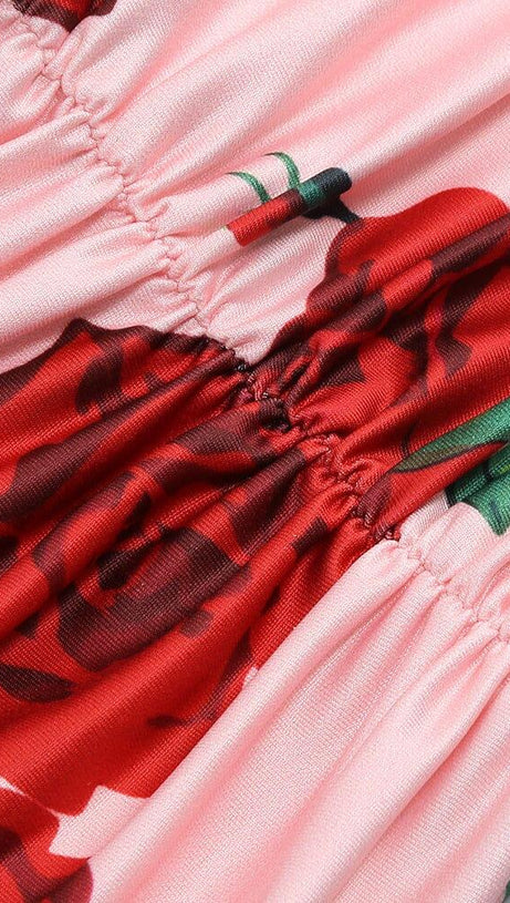 HALTERNECK ROSE PRINTED SKIRT SET