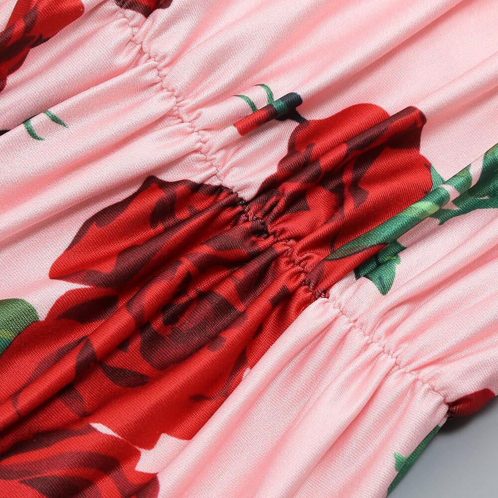 Halterneck Rose Printed Skirt Set