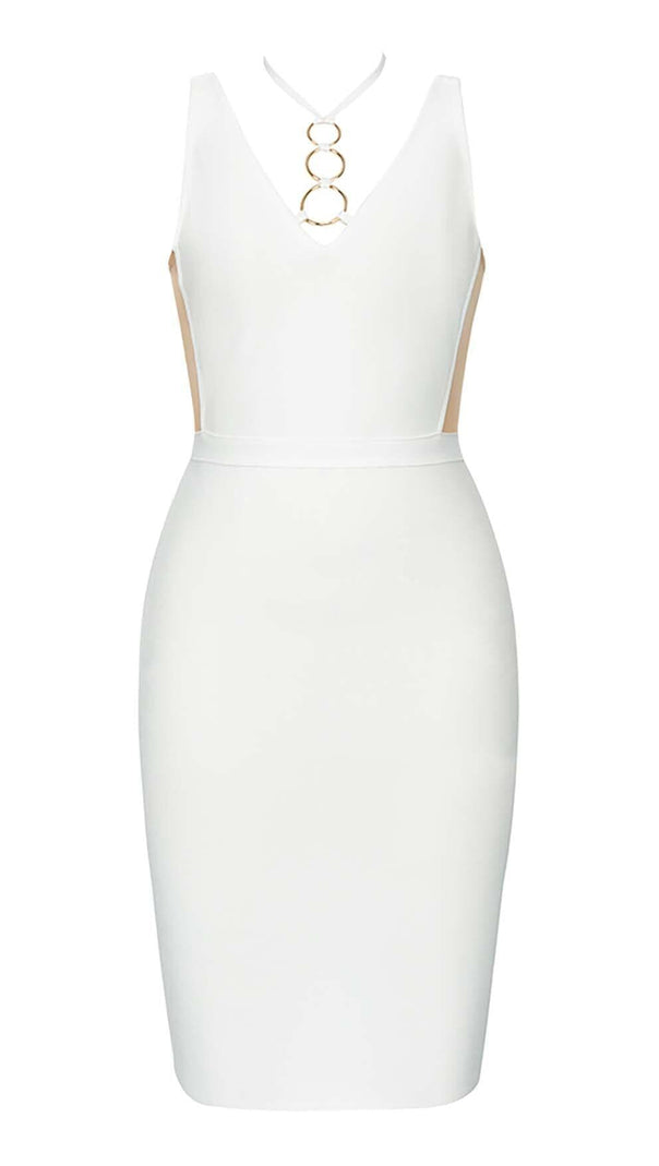 AIIZIE HALTERNECK STRAP DETAIL MIDI DRESS IN WHITE - product image