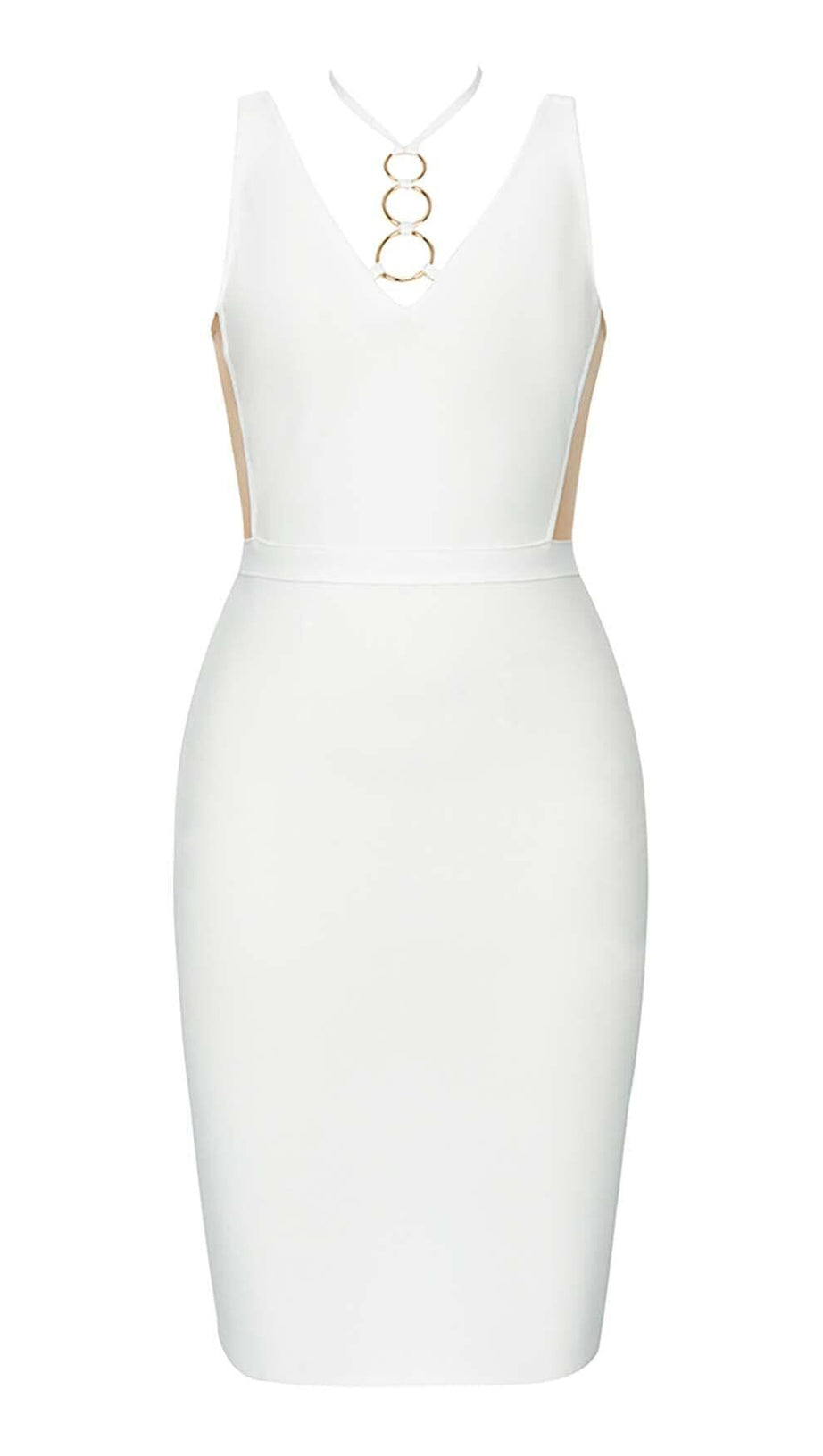 MIDIKLEID MIT NECKHOLDER-RIEMENDETAIL IN WEISS