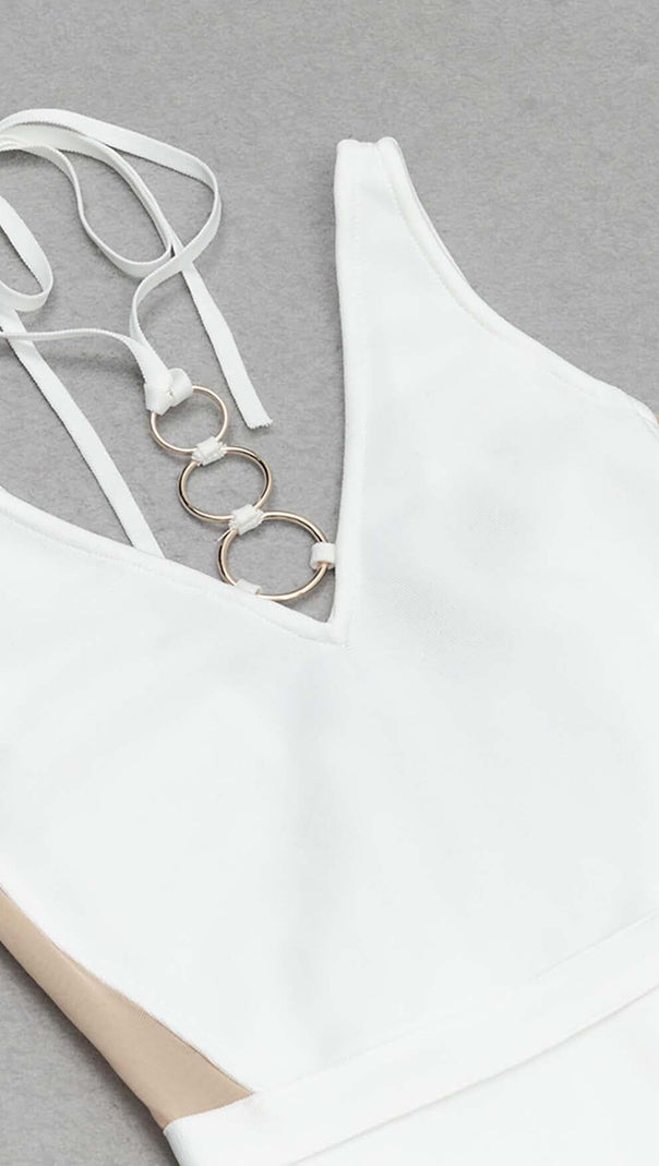AIIZIE HALTERNECK STRAP DETAIL MIDI DRESS IN WHITE - product image