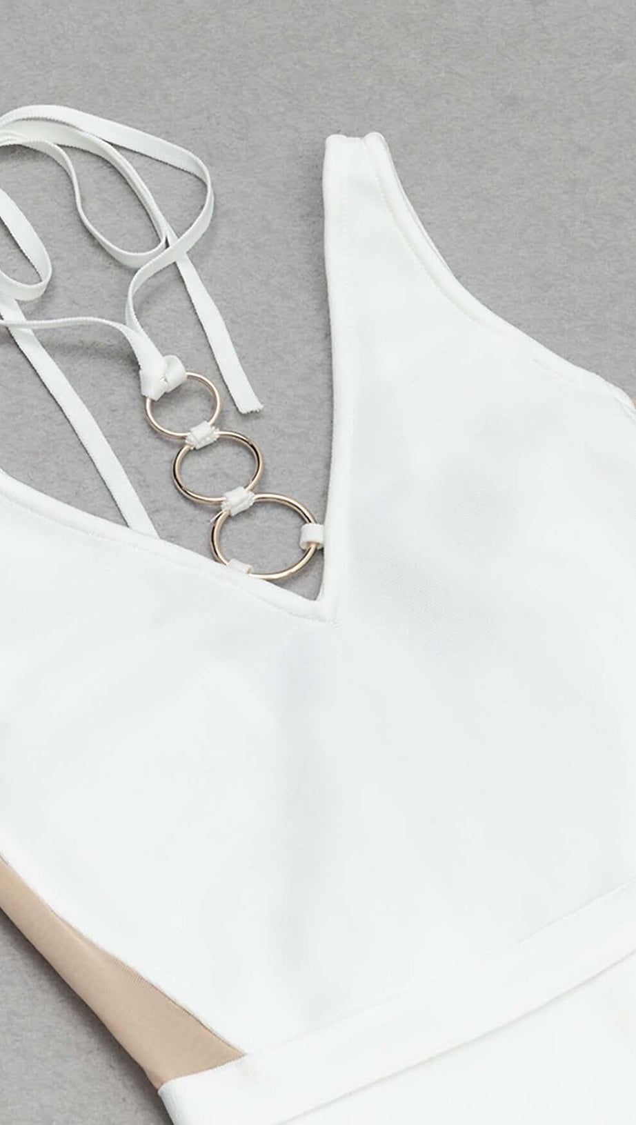 HALTERNECK STRAP DETAIL MIDI DRESS IN WHITE