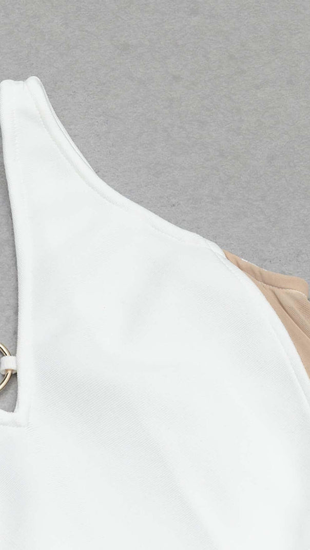 AIIZIE HALTERNECK STRAP DETAIL MIDI DRESS IN WHITE - product image