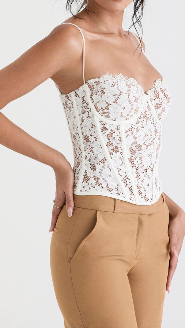AIIZIE MILA IVORY LACE UNDERWIRED CORSET TOP - product image