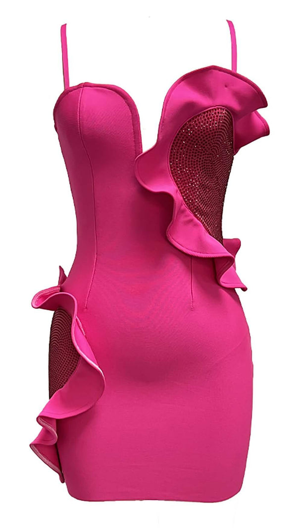 AIIZIE HEART EMBELLISHED SEQUIN MINI DRESS IN PINK - product image
