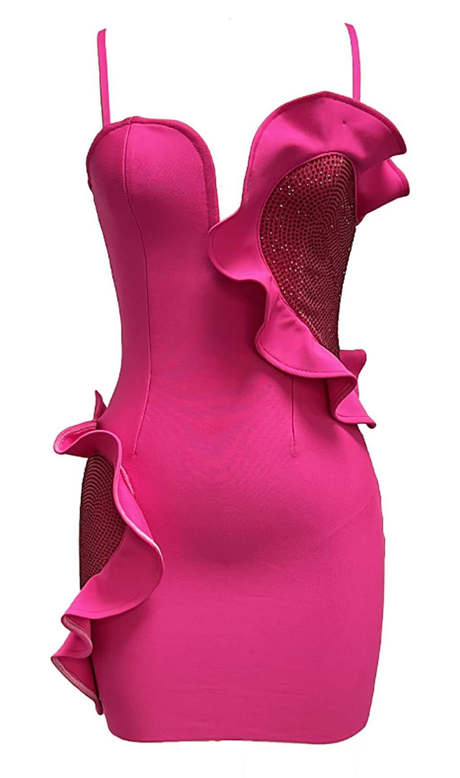 MINIKLEID MIT HERZVERZIERUNG UND PAILLETTEN IN PINK