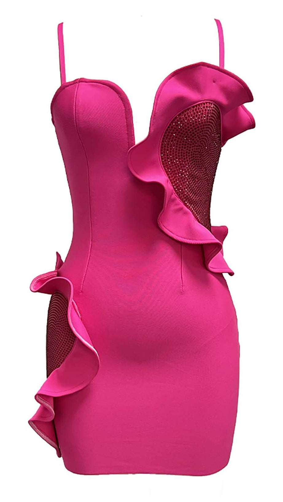 MINIKLEID MIT HERZVERZIERUNG UND PAILLETTEN IN PINK