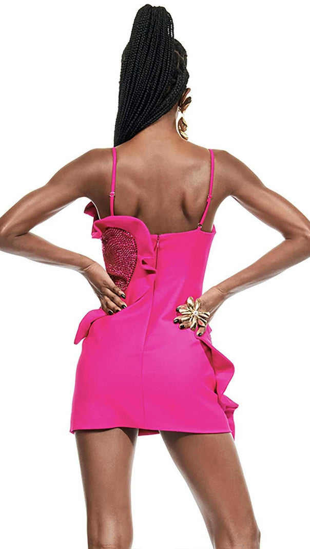AIIZIE HEART EMBELLISHED SEQUIN MINI DRESS IN PINK - product image