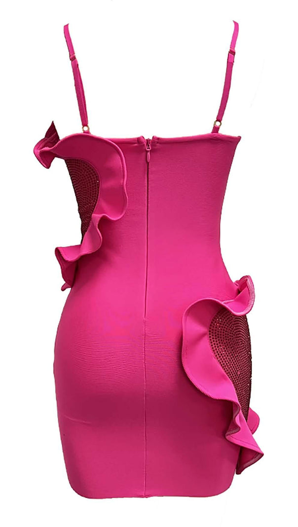AIIZIE HEART EMBELLISHED SEQUIN MINI DRESS IN PINK - product image