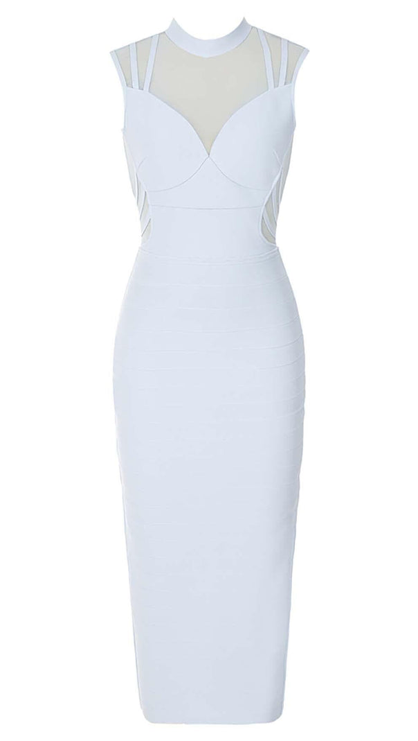 AIIZIE HIGH NECK MESH MIDI DRESS IN LIGHT BLUE - product image