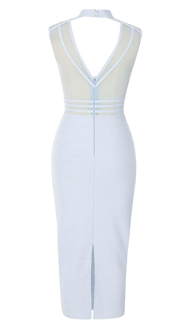 AIIZIE HIGH NECK MESH MIDI DRESS IN LIGHT BLUE - product image