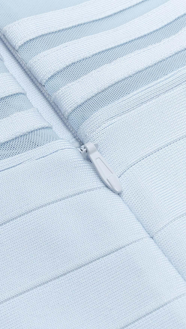 AIIZIE HIGH NECK MESH MIDI DRESS IN LIGHT BLUE - product image